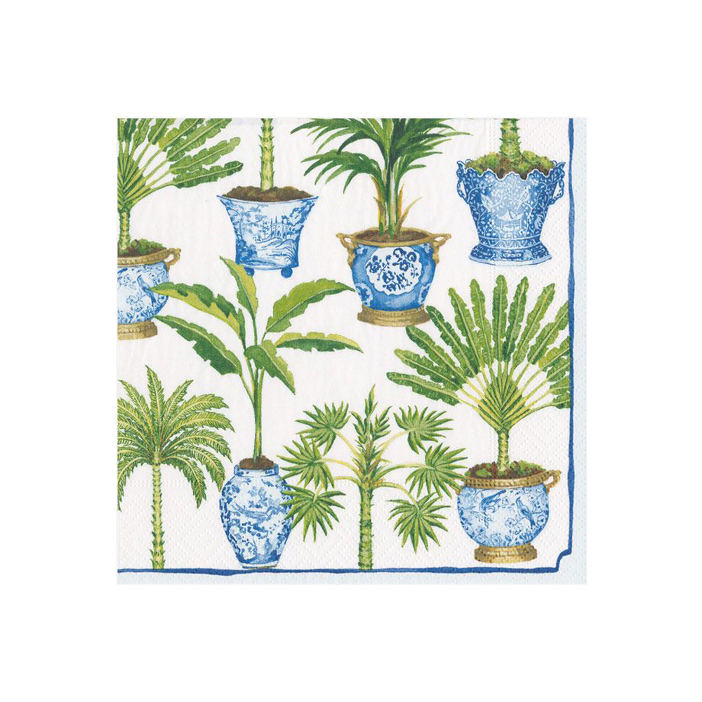 NEW Caspari Cocktail Napkins Potted Palms White 20pce eBay