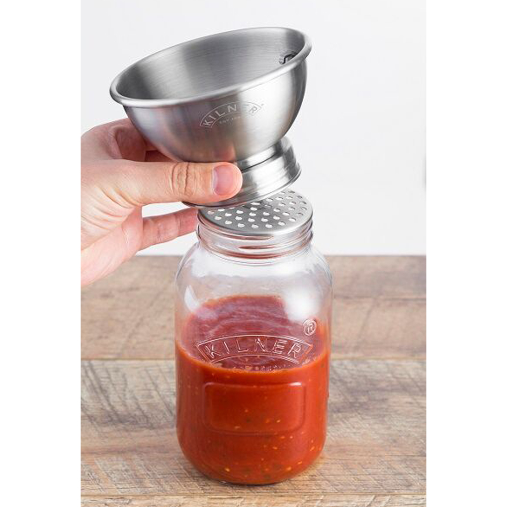 Kilner Glass Sauce Press Jar Set 1 Litre 3pce Peter's of Kensington