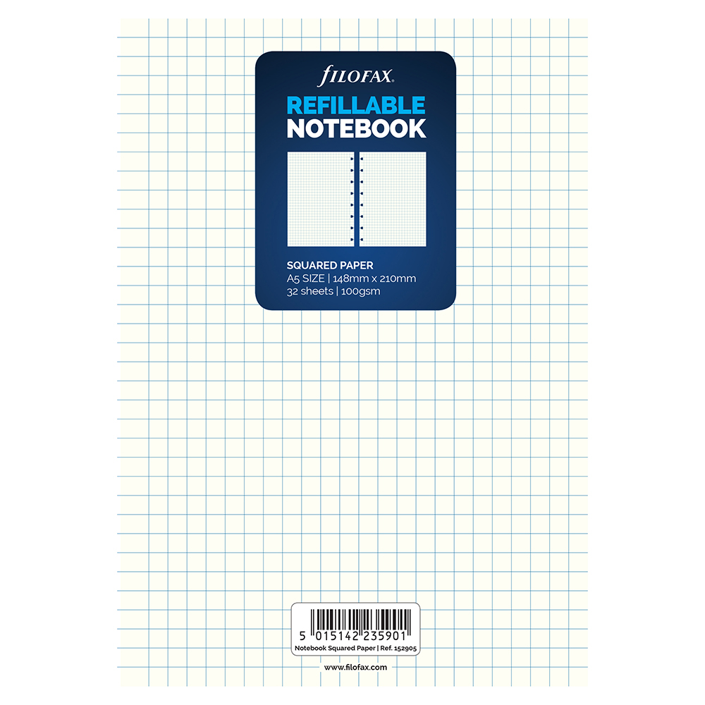Filofax A5 Notebook Refill Squared Paper White 32pce Peter's of