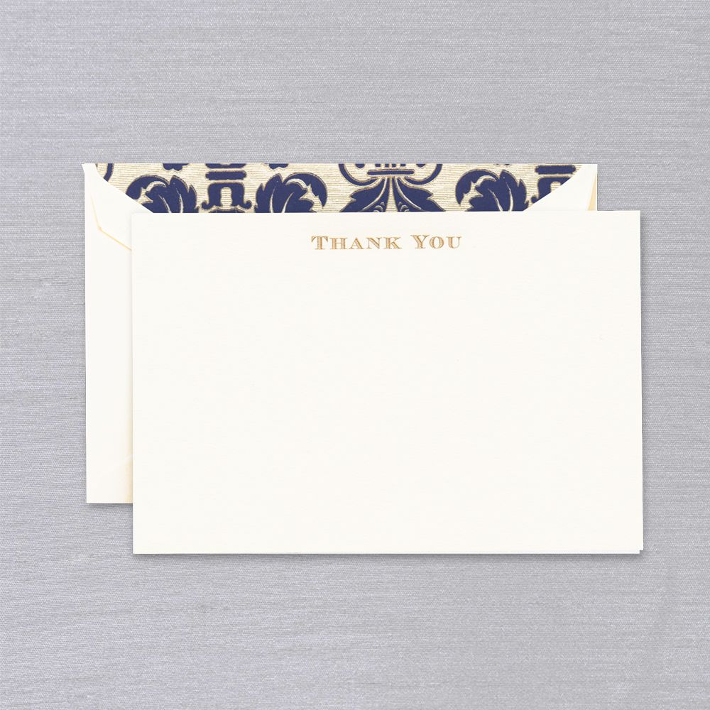 Crane & Co Engraved Regency Thank You Note Card Set 10pce Peter's