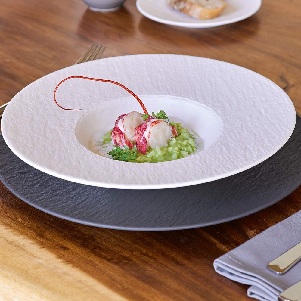 V&B Manufacture Rock Pasta Plate Blanc White 28cm Peter's of Kensington