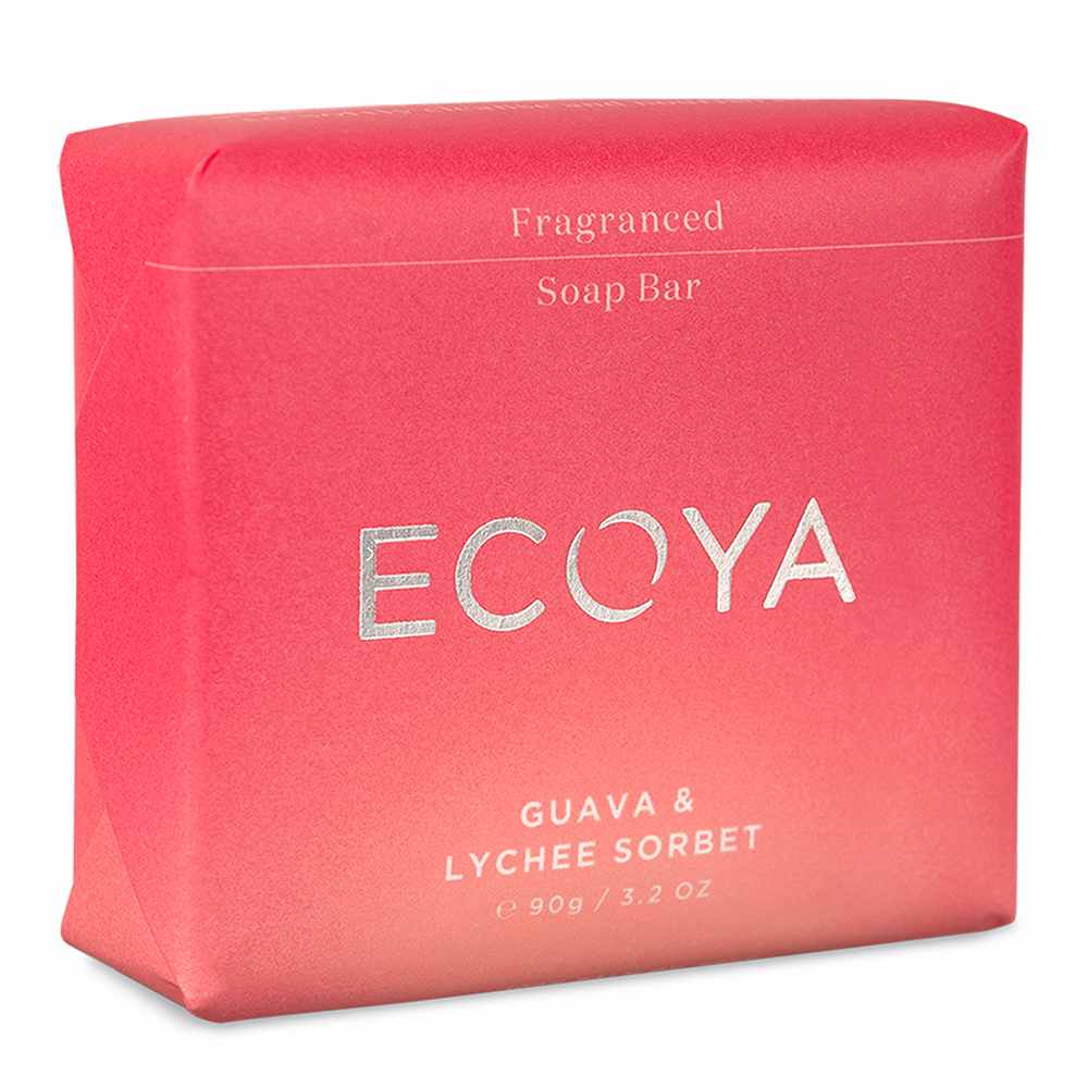 Ecoya Guava & Lychee Sorbet Fragranced Soap Bar 90g Peter's of
