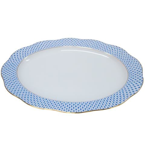 Herend Oval Platter w/24k Gold Accents & Blue Fishnet - Peter's of Kensington