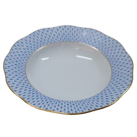 Herend Soup Plate w/24k Gold Accents & Blue Fishnet - Peter's of Kensington
