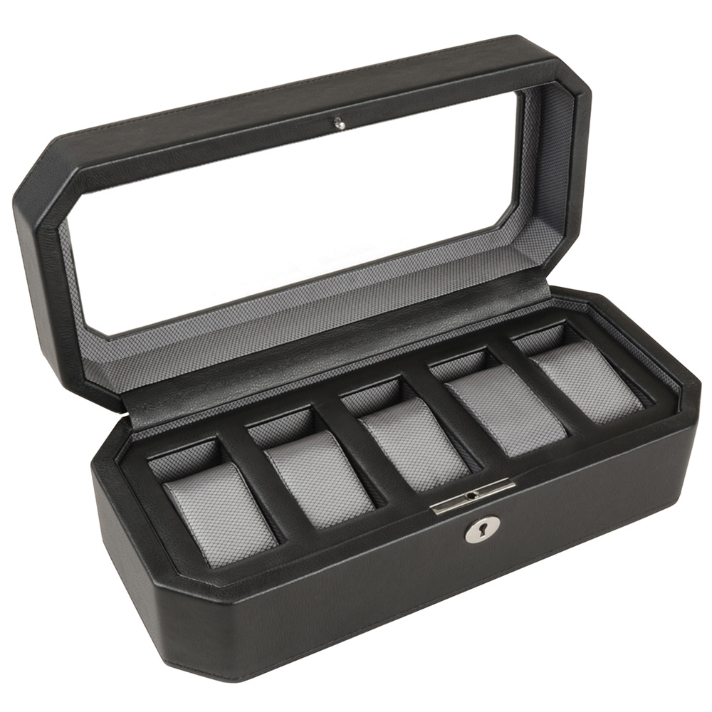 Wolf - Windsor Watch Box For Five Watches Black | Peter's of Kensington