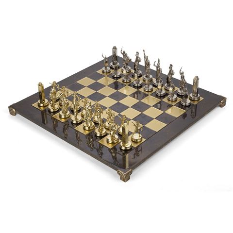 Manopoulos - Greek Mythology Chess Set W  Brown Board 54cm 