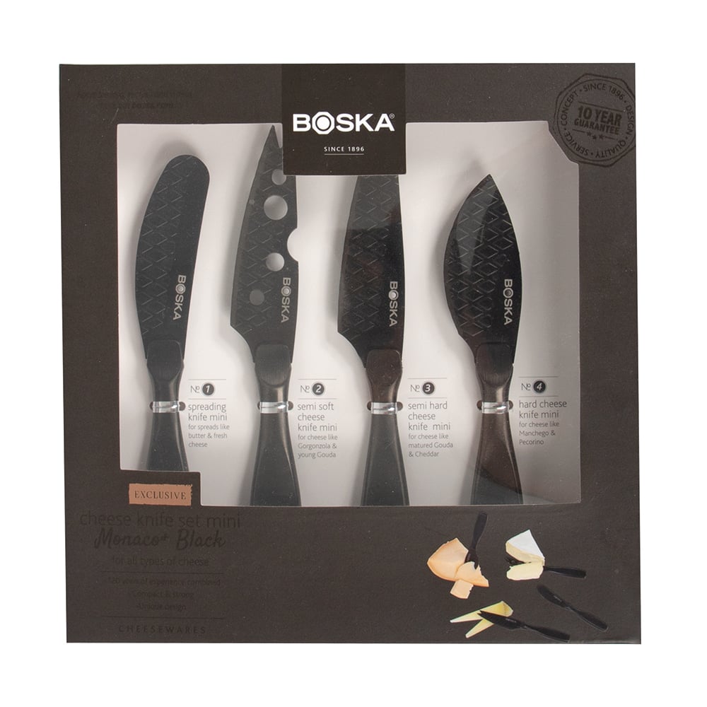 Boska Monaco+ Black Cheese Knife Set Mini 4Pce Peter's of Kensington
