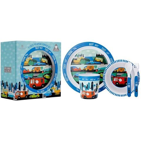 Ashdene - Kids On The Road Melamine Dinner Set 5pce