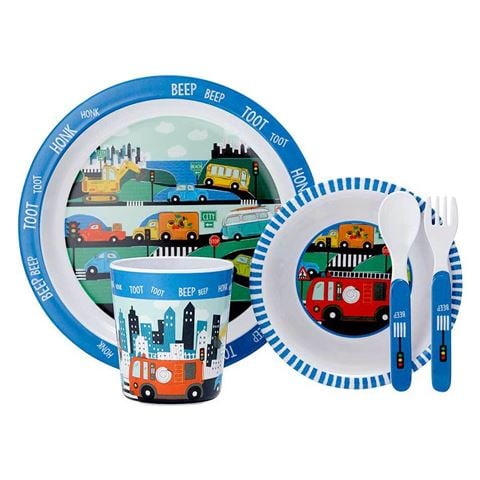 Ashdene - Kids On The Road Melamine Dinner Set 5pce