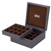 Renzo - Cufflink Box 24 Compartments Grey