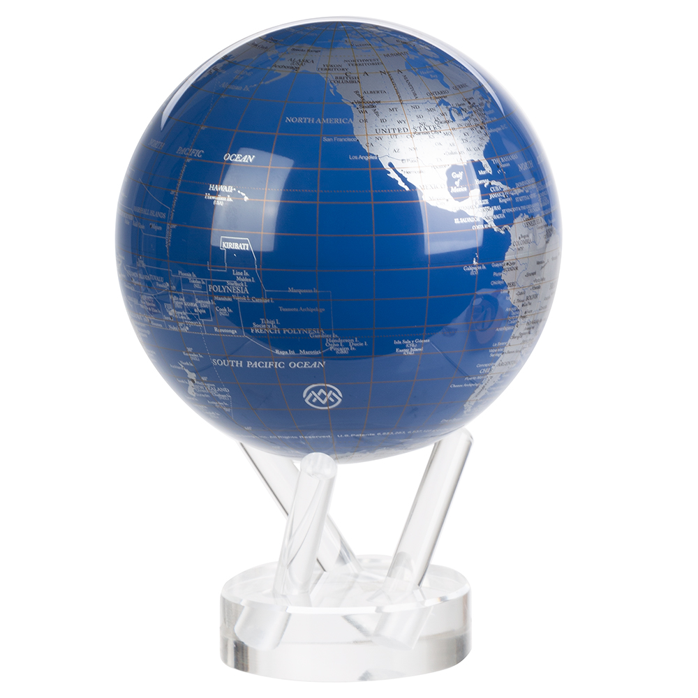 NEW Mova Small Blue And Silver Spinning Globe | eBay