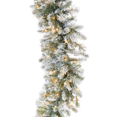 Raz Mistletoe Market Flocked Snake Light Pine Garland 274cm - Peter's of Kensington