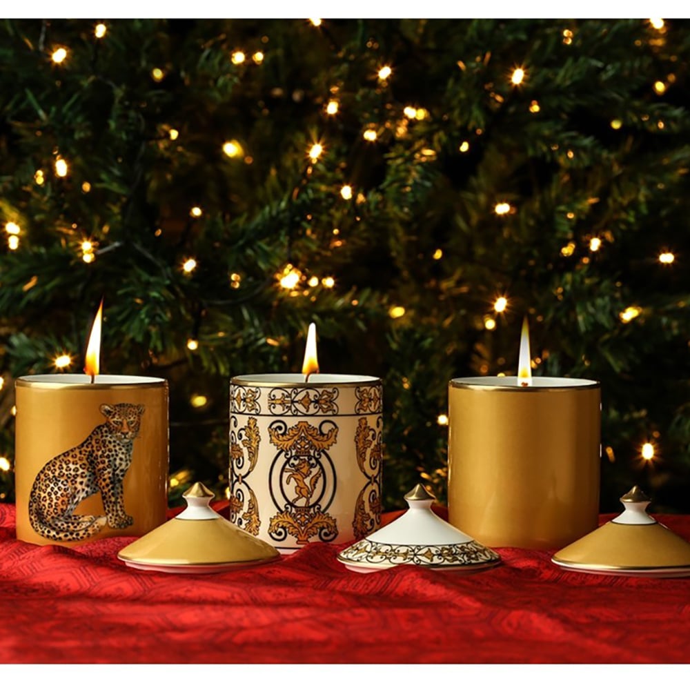 Halcyon Days Lidded Leopard Candle Jasmine Gold Peter's of Kensington