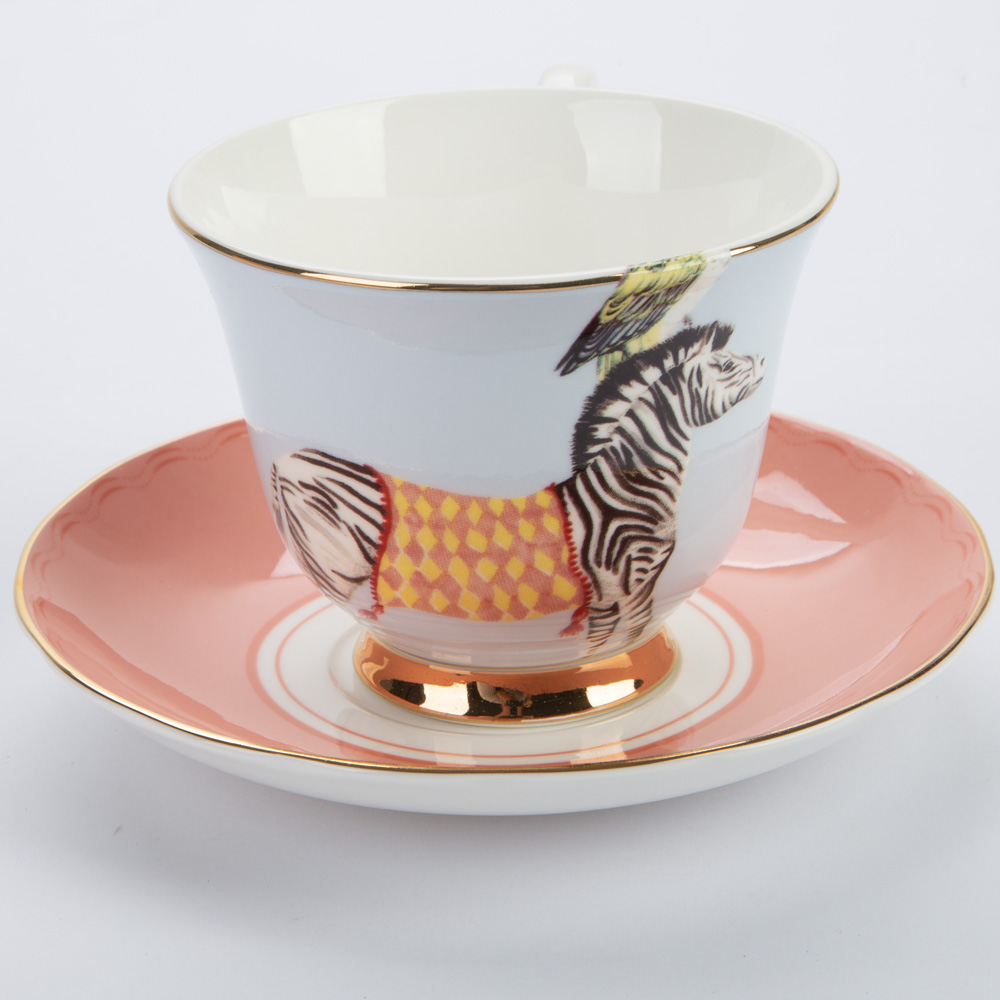 Yvonne Ellen Tea Time Zebra Teacup and Saucer Set 2pce Peter's of