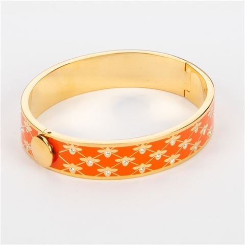 Halcyon Days - Bee Sparkle Trellis Bangle Orange & Gold