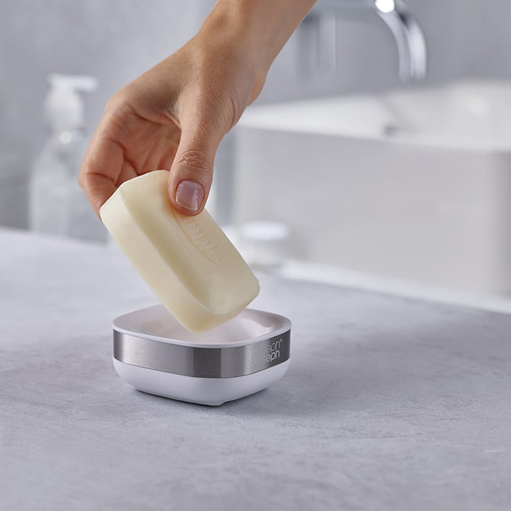 Joseph Joseph Slim Steel Compact Soap Dish White/Silver Peter's of