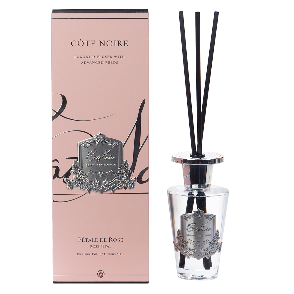 Cote Noire Rose Petal Diffuser Silver 150ml Peter's of Kensington