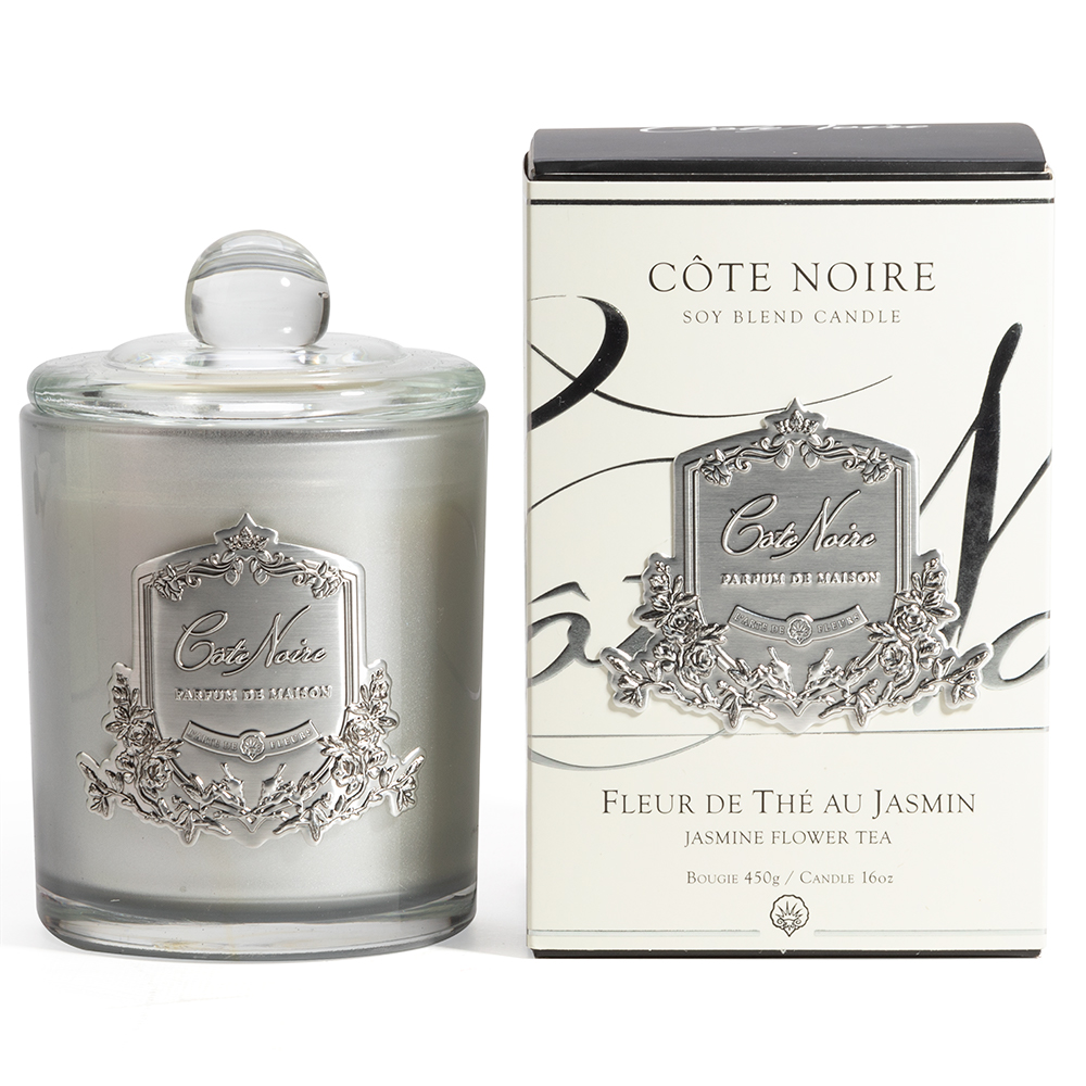 Cote Noire - Jasmine Flower Tea Candle Silver 450g | Peter's of Kensington
