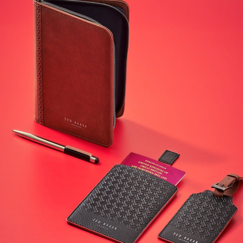 Ted Baker Black T Passport & Luggage Tag Set 2pce Peter's of Kensington