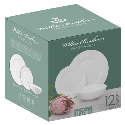 Wilkie Bros - Rim Royale White Dinner Set 12pce