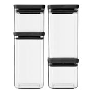 Brabantia - Stackable Square Canister Dark Grey Set 4pce