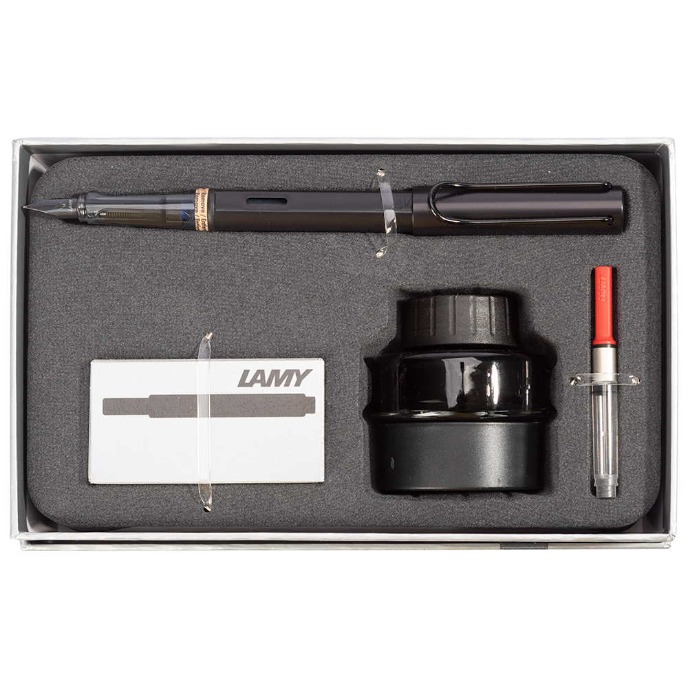 Lamy AlStar Black Ink Fountain Pen Gift Pack Black Peter's of