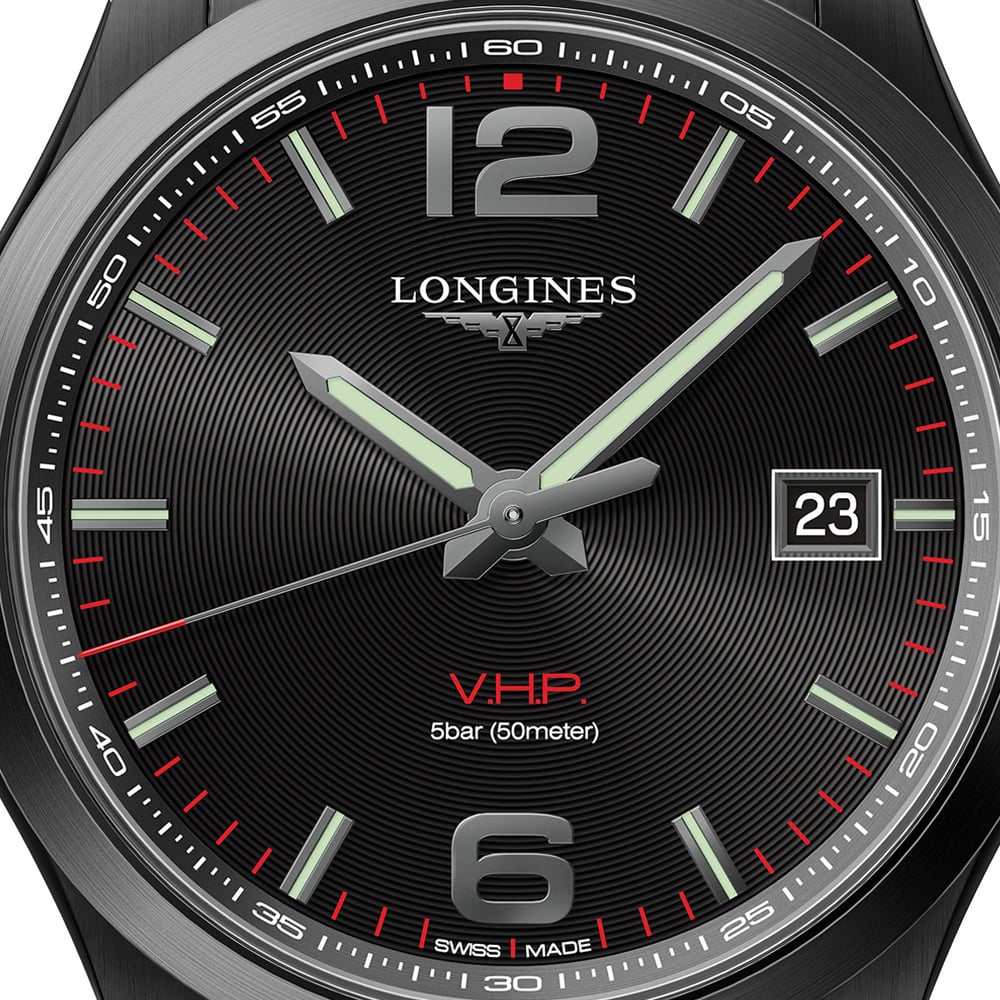 Longines Conquest V.H.P. Black Dial Strap Watch 43mm Peter s