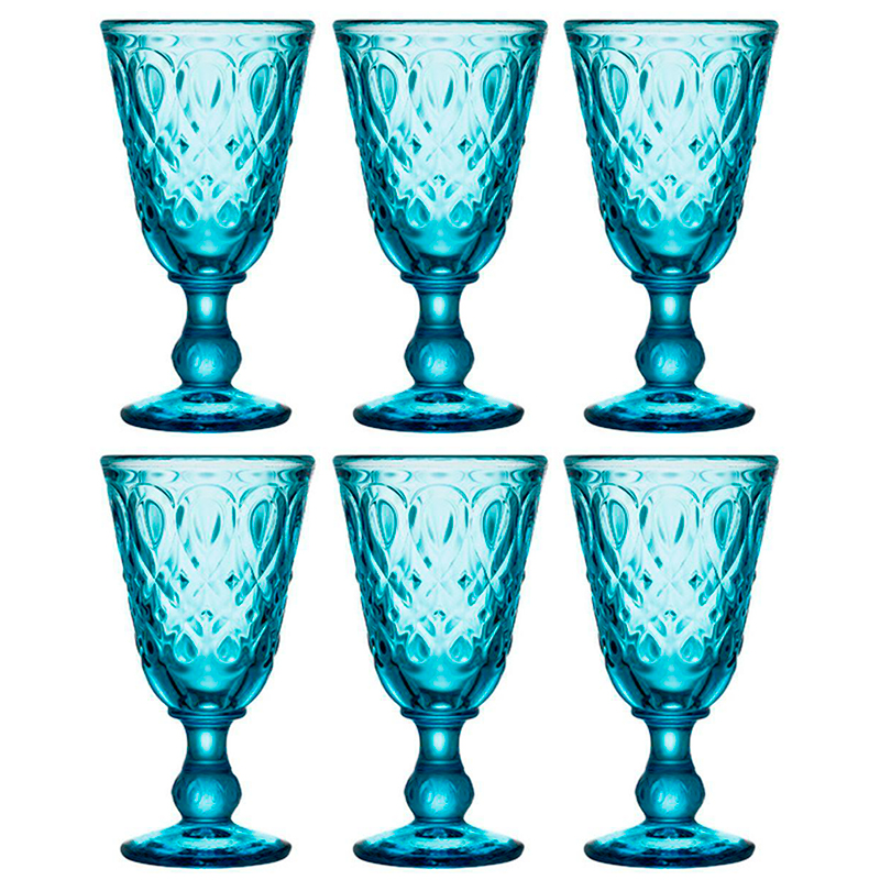 La Rochere  Lyonnais Wine Glass Set Azure Blue 6pce  Peter's of