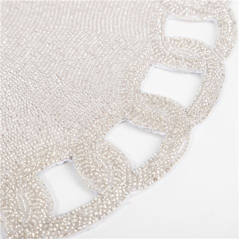 Luxe By Peter's - Placemat Link Edge Beaded Silver 37cm