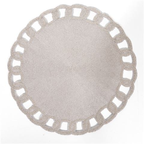 Luxe By Peter's - Placemat Link Edge Beaded Silver 37cm