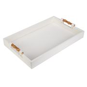 Grace - Tray with Bamboo Handles White 56x36cm
