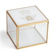 Flair Decor - Bee Curio Box White Glass & Gold 12x12cm