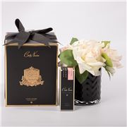 Cote Noire - Blush Roses In Herringbone Black Glass Vase
