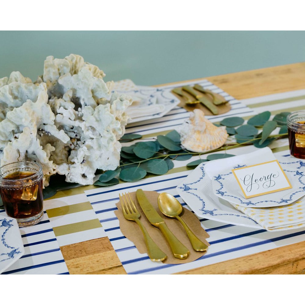 Hester & Cook Placemats Stripes Navy Set 24pce Peter's of Kensington