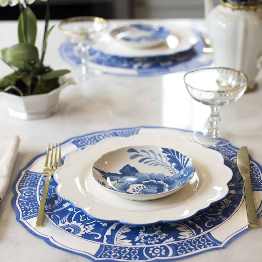 Hester & Cook DieCut Placemats China Blue Set 12pce Peter's of
