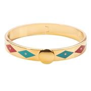Halcyon Days - Sparkle Hinged Bangle Turquoise, Red & Gold