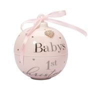 Gibson Baby - Babys 1st Christmas Bauble Trinket Pink