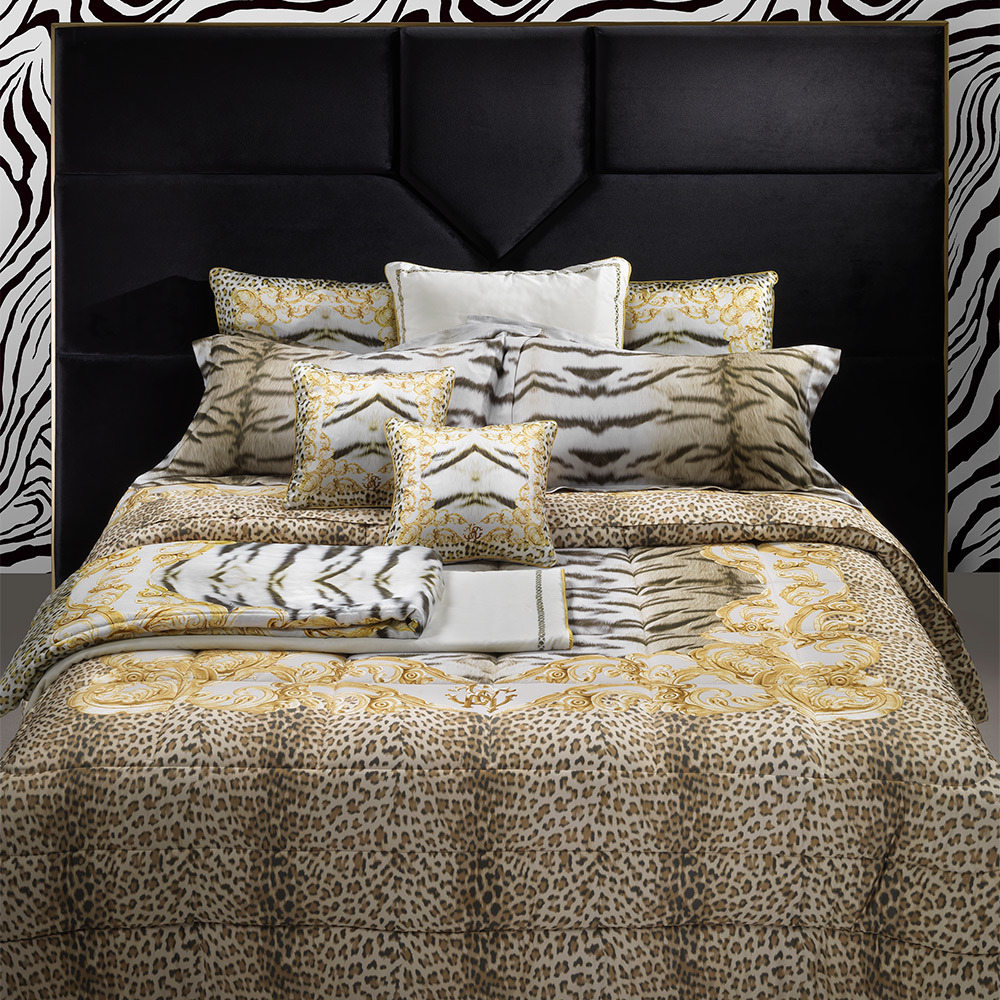 Roberto Cavalli Tiger Frame Duvet Cover Gold Set 4pce Peter's of Kensington