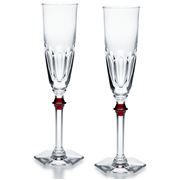 Baccarat - Harcourt Eve Flute Clear & Red Set 2pce