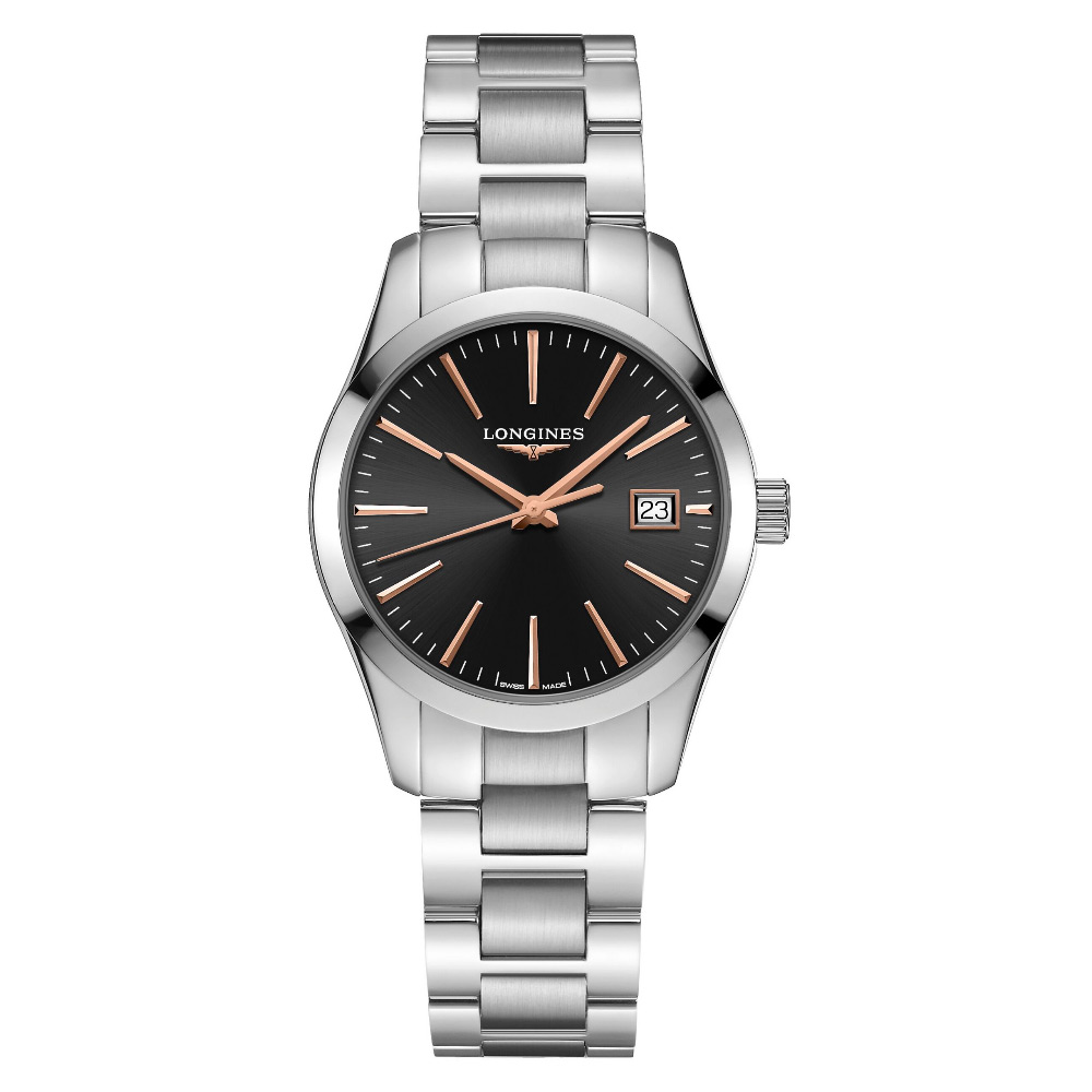 Longines - Conquest Classic Black Dial w/ Rose Gold 34mm | Peter's of ...