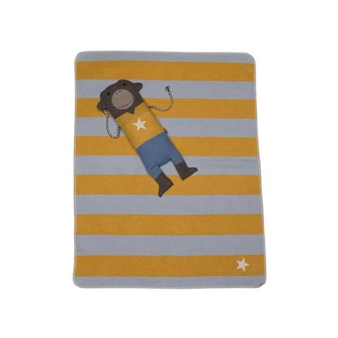 David Fussenegger - Juwel Set Blanket In Puppet Monkey Yellow Stripe