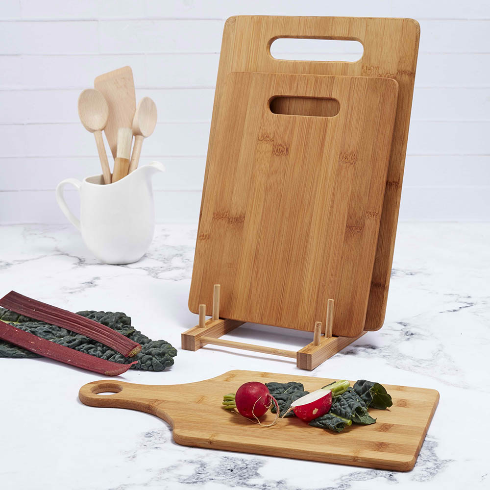 Davis & Waddell Bamboo Cutting Board with Stand Set 4pce Peter's of