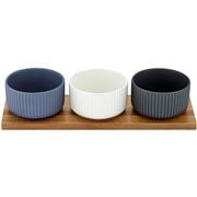 Ladelle - Linear Ribbed Bowl & Tray Large Set 4pce