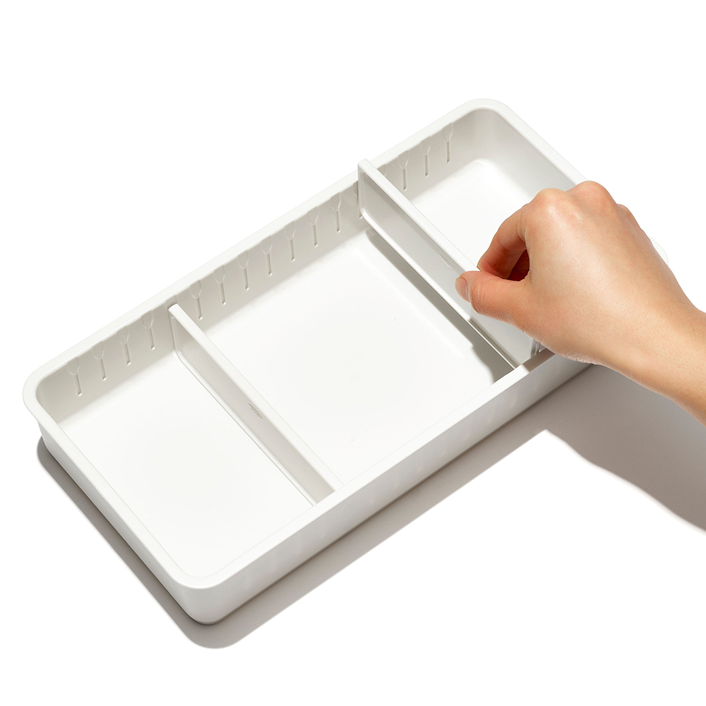 OXO Plastic Extendable Drawer Organizer, 15.5 in, White