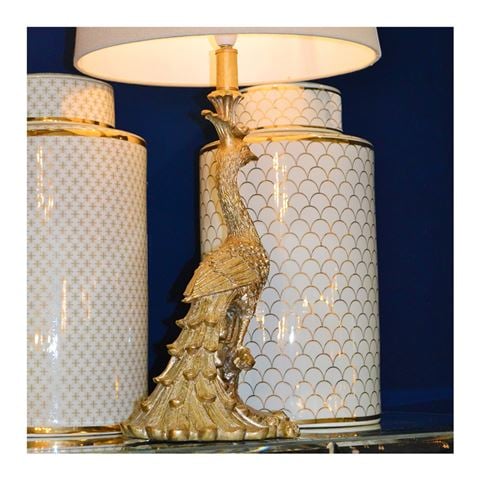 Cafe Lighting - Peacock Table Lamp Gold