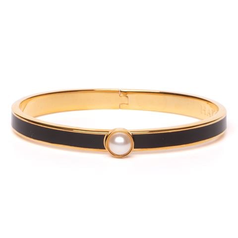 Halcyon Days - Skinny Cabochon Pearl Bangle Black & Gold | Peter's of ...