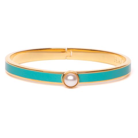 Halcyon Days - Skinny Cabochon Pearl Bangle Gold | Peter's of Kensington