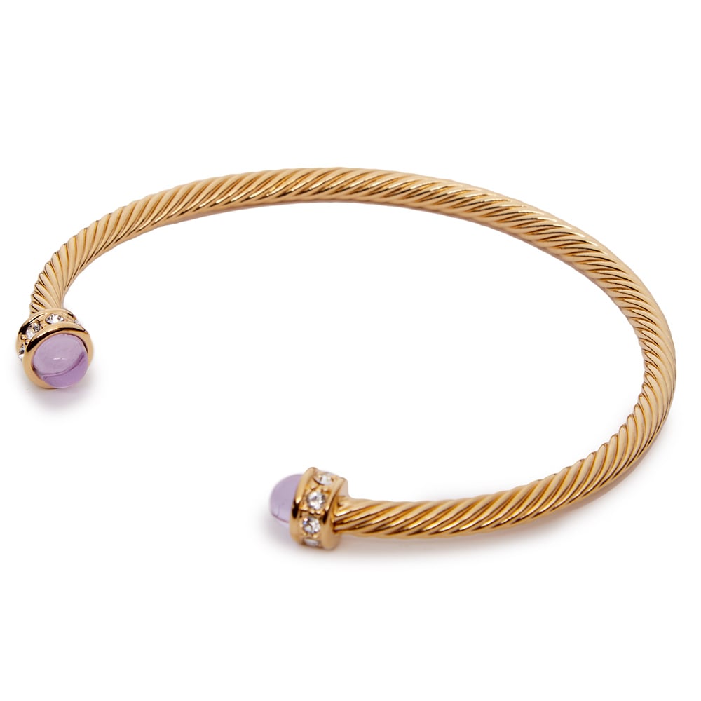 Halcyon Days - Skinny Sparkle Torque Bangle Amethyst & Gold | Peter's ...