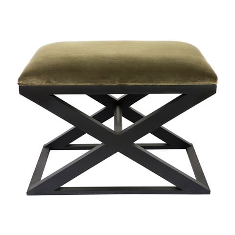 Cafe Lighting Spencer Black Timber Stool Velvet Moss - Peter's of Kensington