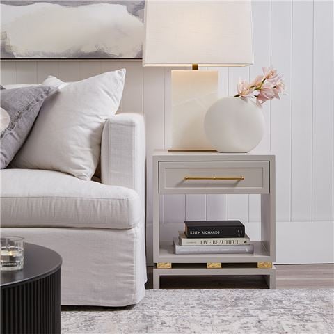 Cafe Lighting - Pearl Bedside Table Small Grey